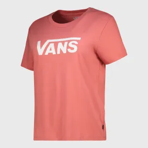 Vans Womans Drop V SS Crew T-Shirt Pink/White _ 182725 _ Pink