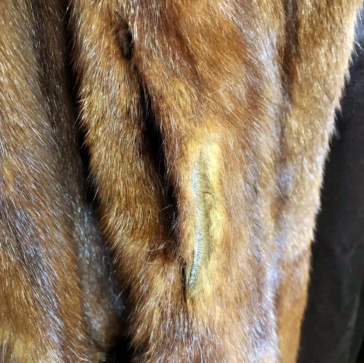 Vintage 1950s Women's Long Chestnut Brown Elegant Pocketed Mink Fur Coat