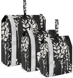 Vintage Black Leaves Packing Cubes Set of 3, Lightweight Travel Luggage Organizers Foldable Bags for Easy Packing and Organization