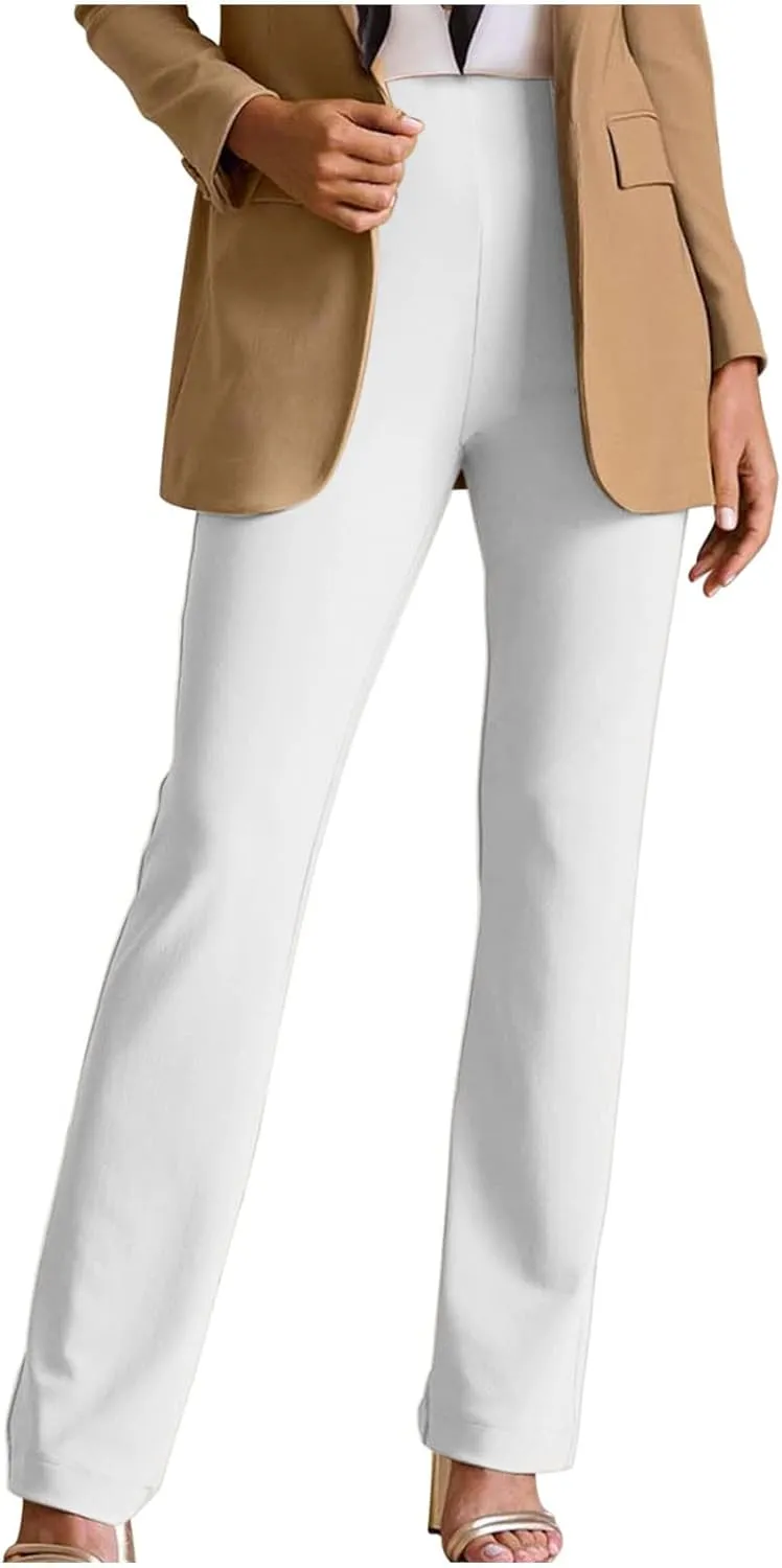 Women High Waist Pull-On Dress Pants Tummy Control Yoga Legging Trousers Business Casual Office Suit Pants for Work