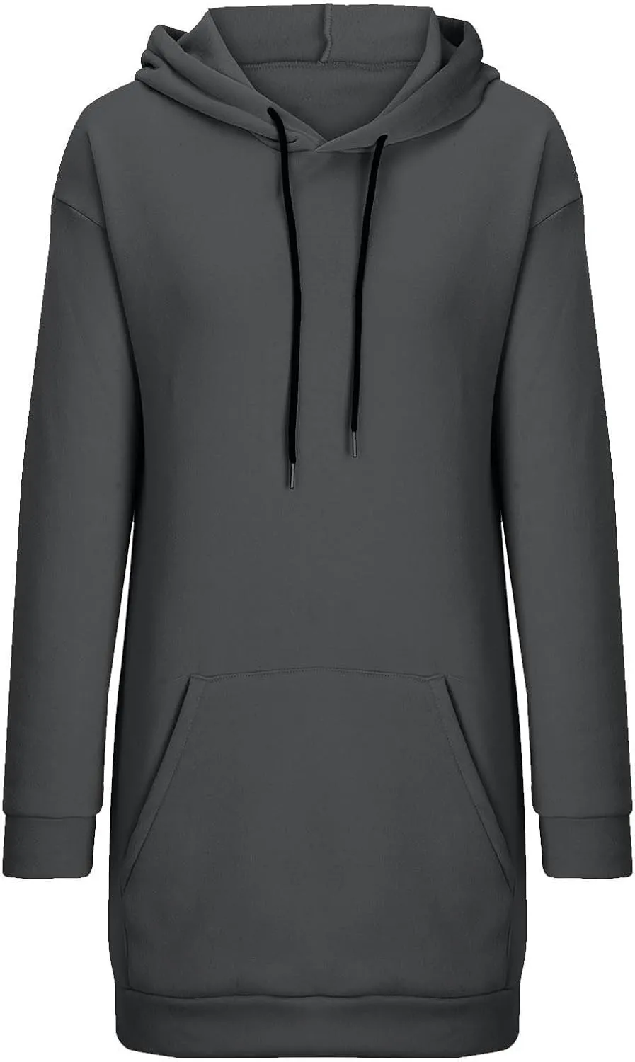 Women Hoodie Dress Solid Sweatshirt Long Sleeve Drawstring Hooded Pullover Winter Trendy Sport Dress with Pockets