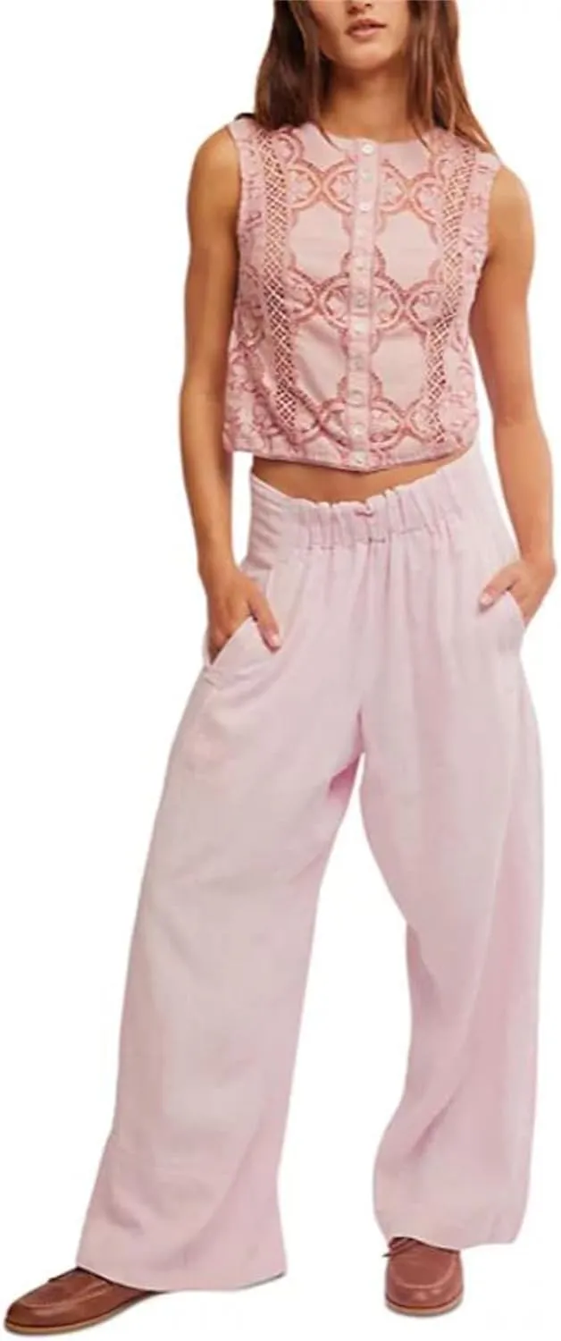 Women Y2k Button Tank Top Cute Floral Lace Hollow Out Sleeveless Going Out Crop Tops Boho Coquette Summer Streetwear