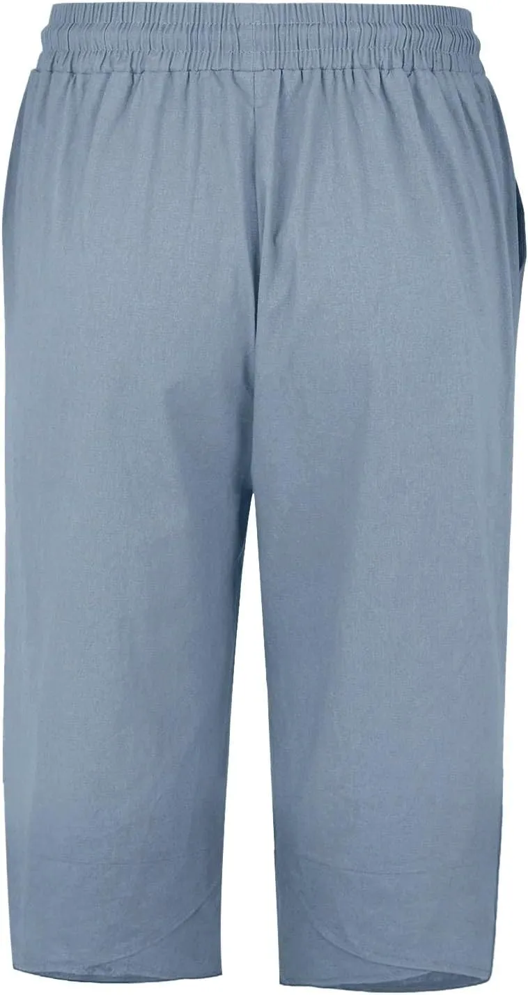 Womens Capris for Summer Pants Ladies Loose Drawstring Casual Solid Color Shorts High Waisted Drawstring Lounge Pants
