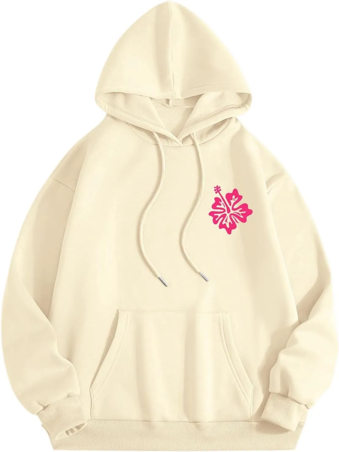 Women's Graphic Print Hoodies Oversized Long Sleeve Hooded Sweatshirts Cherry Floral Drop Shoulder Pullover Top