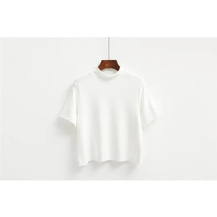 Womens High Neck Crop Shirt