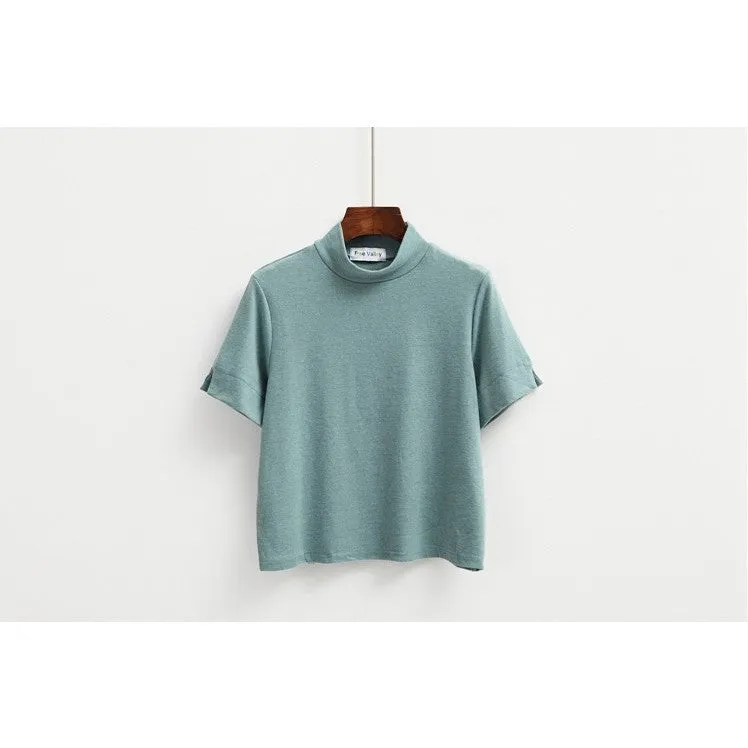 Womens High Neck Crop Shirt