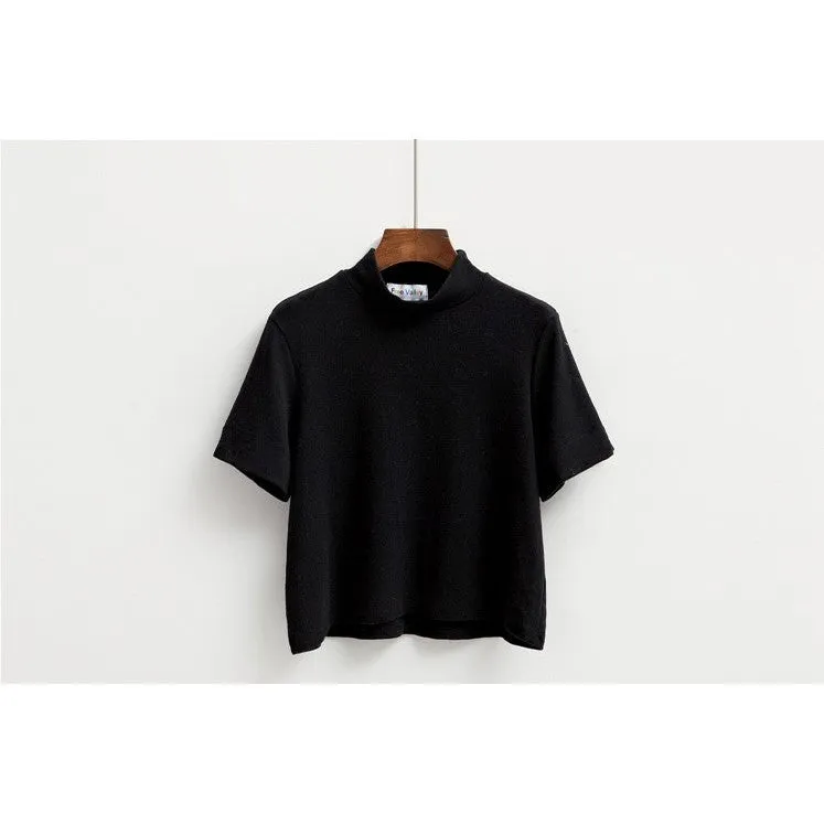 Womens High Neck Crop Shirt