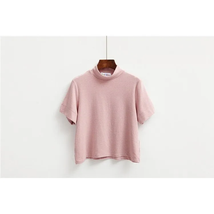 Womens High Neck Crop Shirt