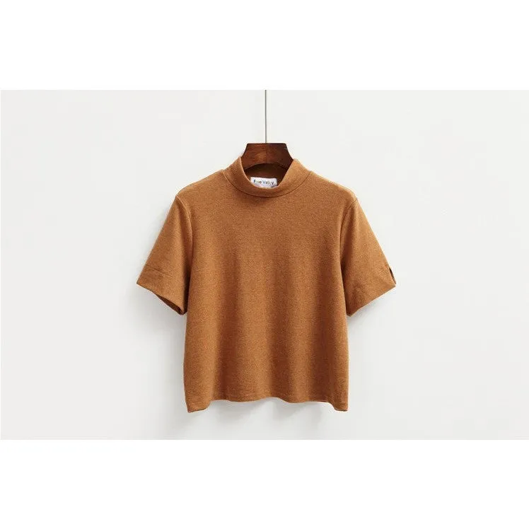 Womens High Neck Crop Shirt