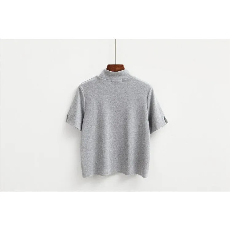 Womens High Neck Crop Shirt