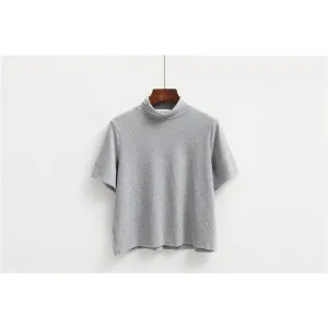 Womens High Neck Crop Shirt