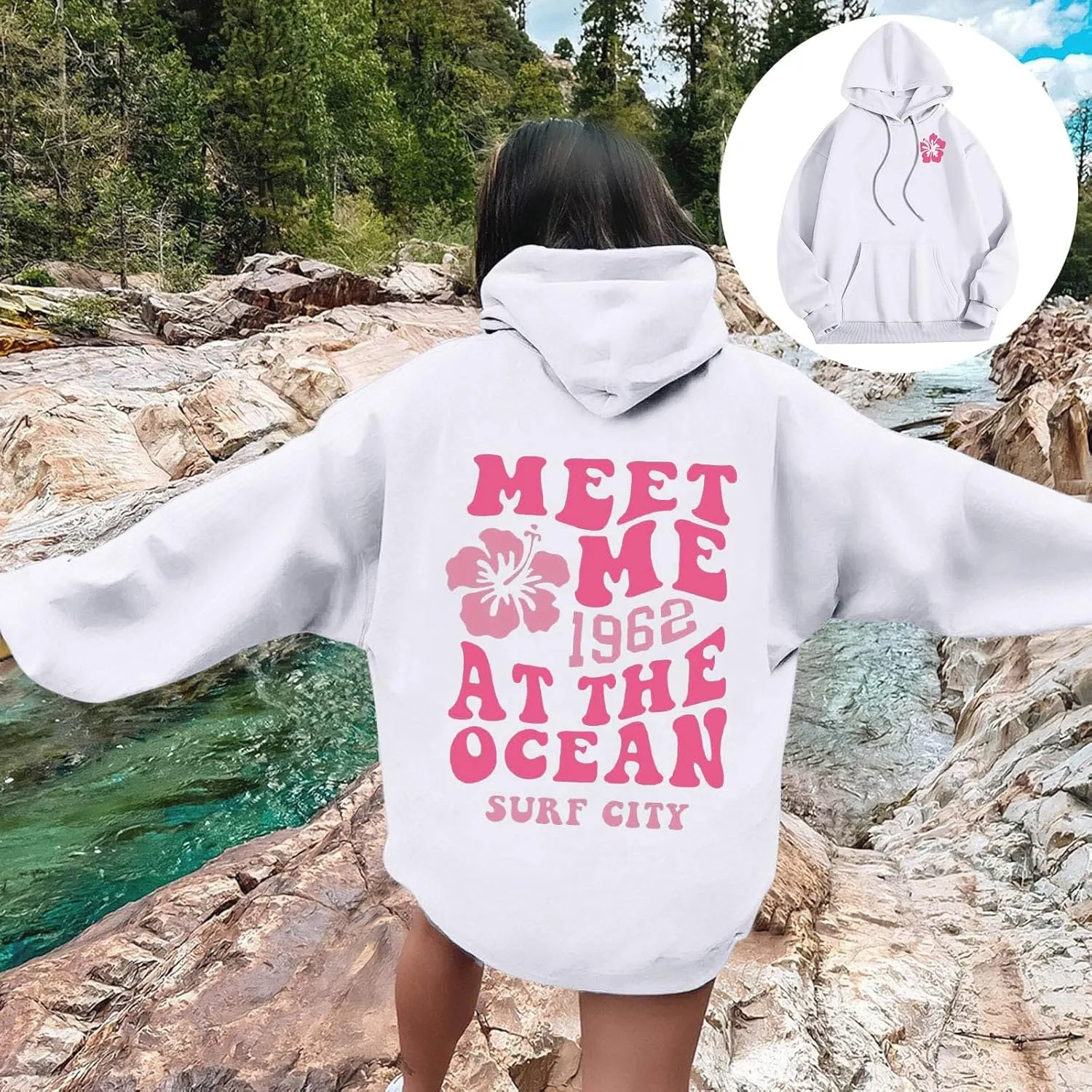 Womens Hoodies Long Sleeve Letter Print Warm Fall Winter Sweatshirts Oversized Hooded Pullover 2024 Trendy