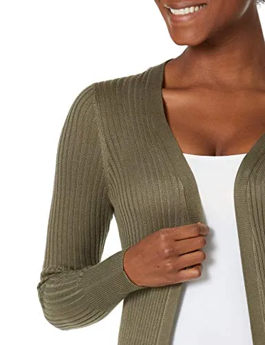 Women's Open Front Cardigan Shirt Long Sleeve Lightweight Coat (Army Green,L/12-14)