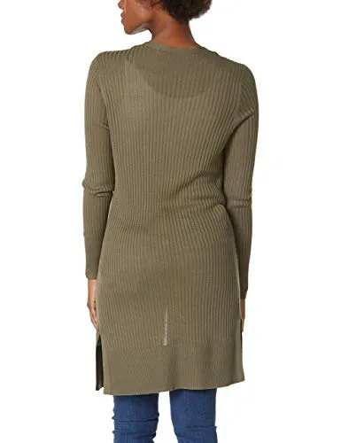 Women's Open Front Cardigan Shirt Long Sleeve Lightweight Coat (Army Green,L/12-14)