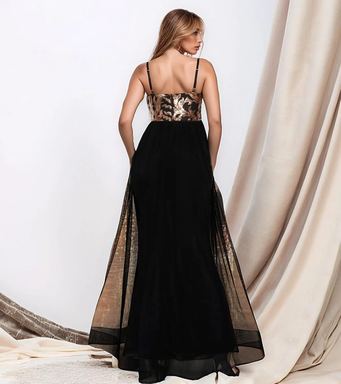 Women's Sexy Elegant Sparkly Sequins Party Club Night Bodycon Split Evening Dress