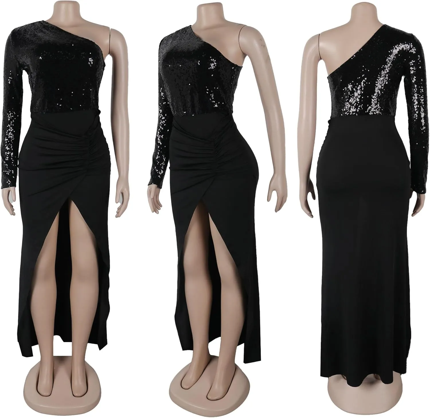 Women's Sexy Elegant Sparkly Sequins Party Club Night Bodycon Split Evening Dress