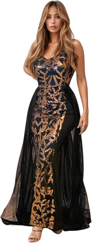 Women's Sexy Elegant Sparkly Sequins Party Club Night Bodycon Split Evening Dress