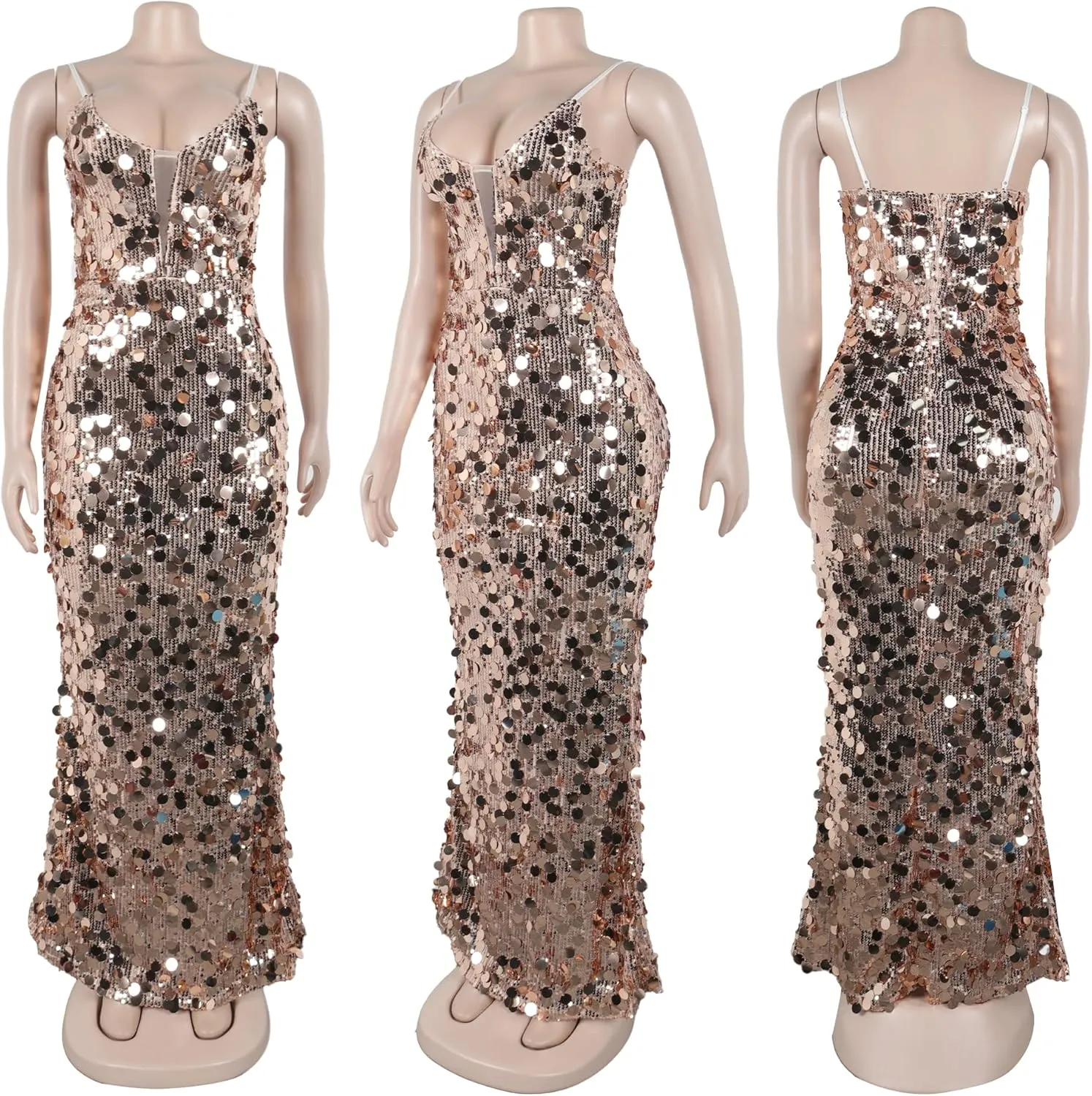 Women's Sexy Elegant Sparkly Sequins Party Club Night Bodycon Split Evening Dress