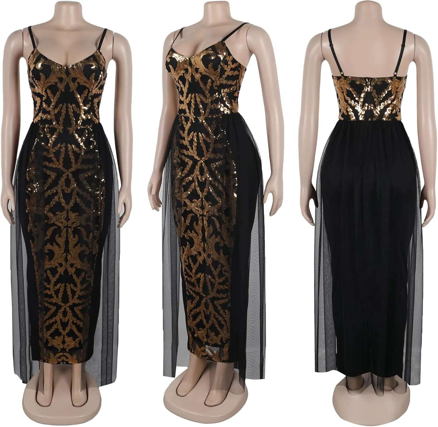 Women's Sexy Elegant Sparkly Sequins Party Club Night Bodycon Split Evening Dress
