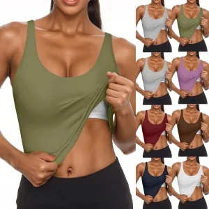 Womens Tank Tops with Built in Bra Padded Workout Loose Fit Camisole Trendy Summer Sleeveless Clothes