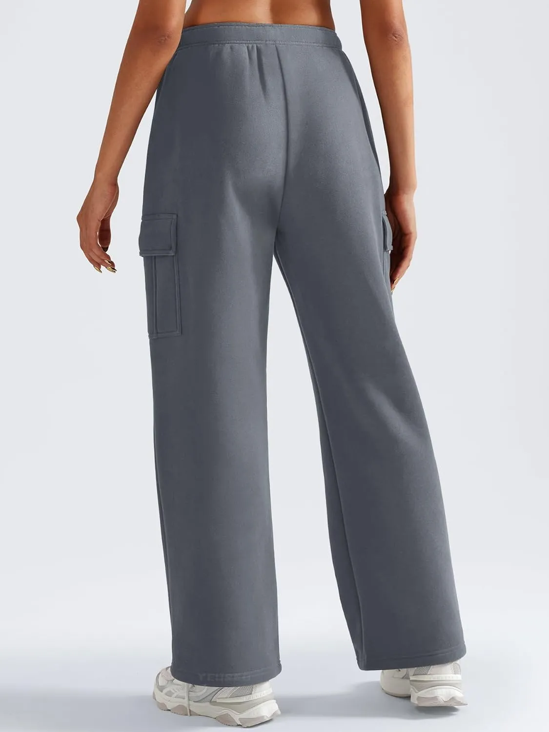 YEOREO Sweatpants Womens Cargo Pants Fleece Lined Wide Leg Joggers Baggy Drawstring Nairi Sweat Pants with Pockets