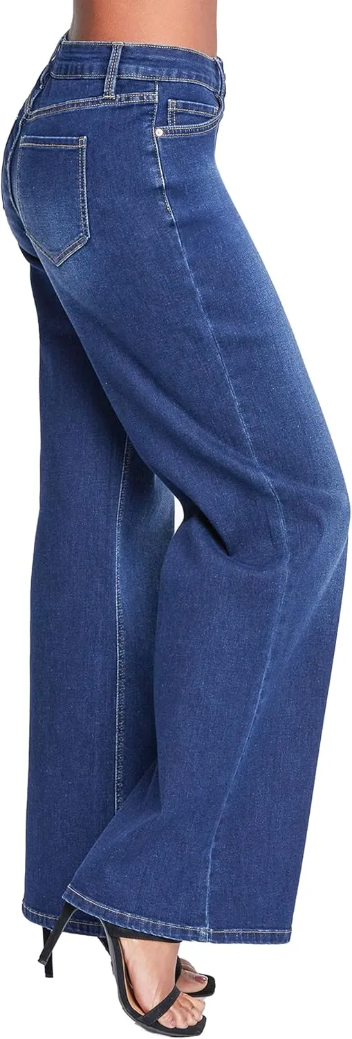 YMI Women's Essential Low Rise Wide Leg Jeans