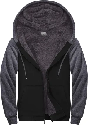ZITY Men's Zip Up Hoodie Heavyweight Winter Sweatshirt Fleece Sherpa Lined Warm Jacket