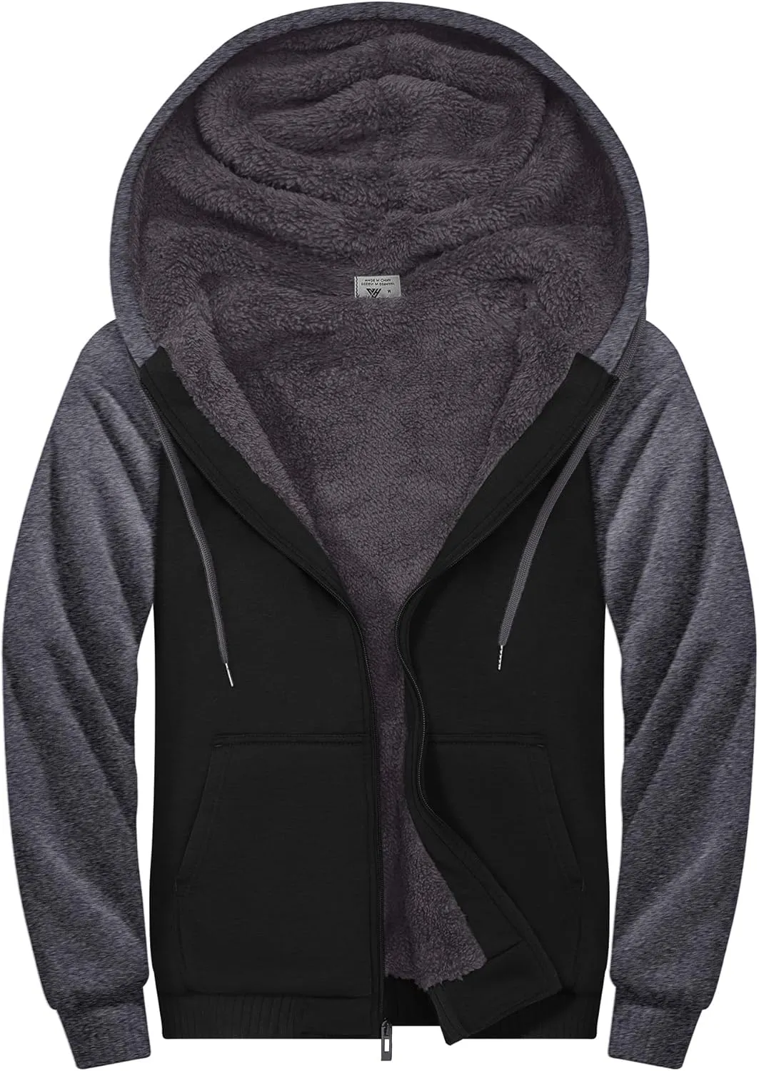 ZITY Men's Zip Up Hoodie Heavyweight Winter Sweatshirt Fleece Sherpa Lined Warm Jacket
