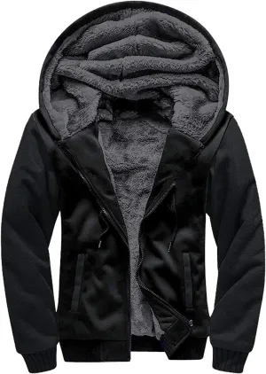 ZITY Men's Zip Up Hoodie Heavyweight Winter Sweatshirt Fleece Sherpa Lined Warm Jacket