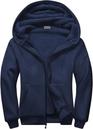 ZITY Men's Zip Up Hoodie Heavyweight Winter Sweatshirt Fleece Sherpa Lined Warm Jacket