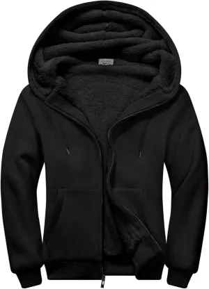 ZITY Men's Zip Up Hoodie Heavyweight Winter Sweatshirt Fleece Sherpa Lined Warm Jacket