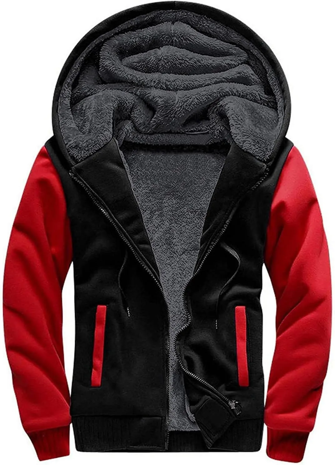 ZITY Men's Zip Up Hoodie Heavyweight Winter Sweatshirt Fleece Sherpa Lined Warm Jacket